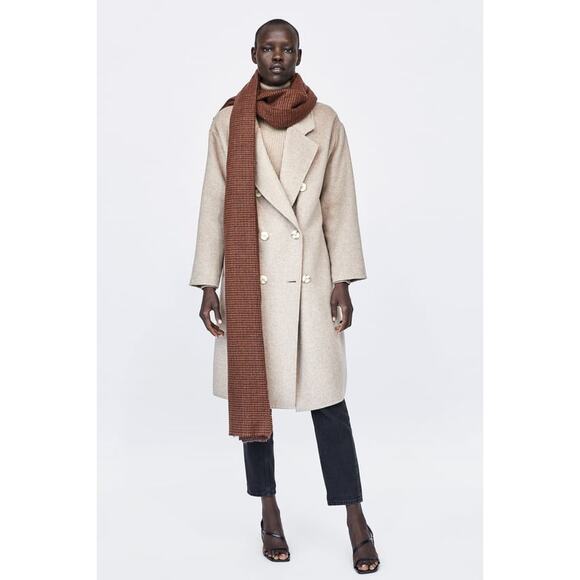 Women's ZARA Double-breasted Coat (Sand M) - Picture 1 of 7